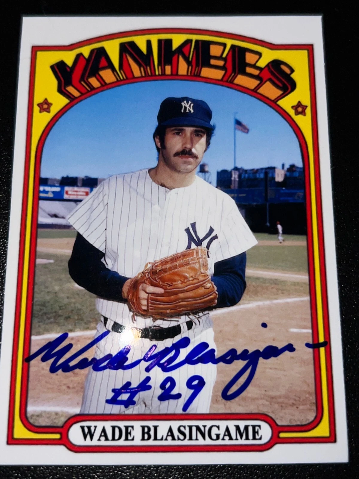 WADE BLASINGAME  NEW YORK YANKEES  SIGNED  1972 STYLE CUSTOM CARD
