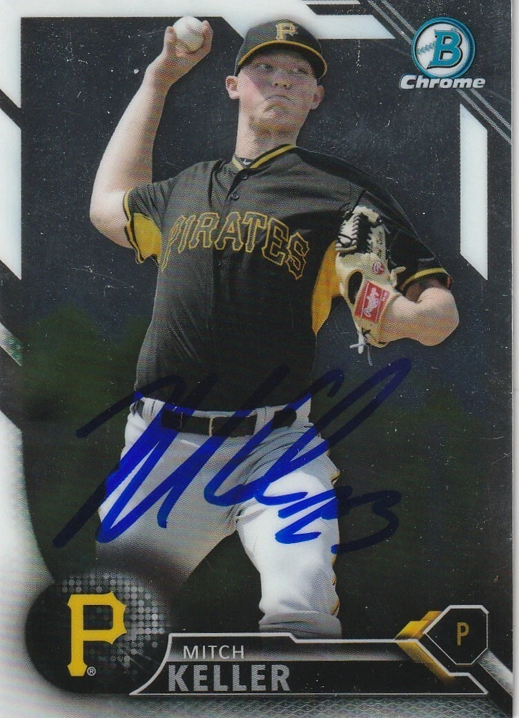 MITCH KELLER  PITTSBURGH PIRATES  SIGNED 2016 BOWMAN CHROME #144