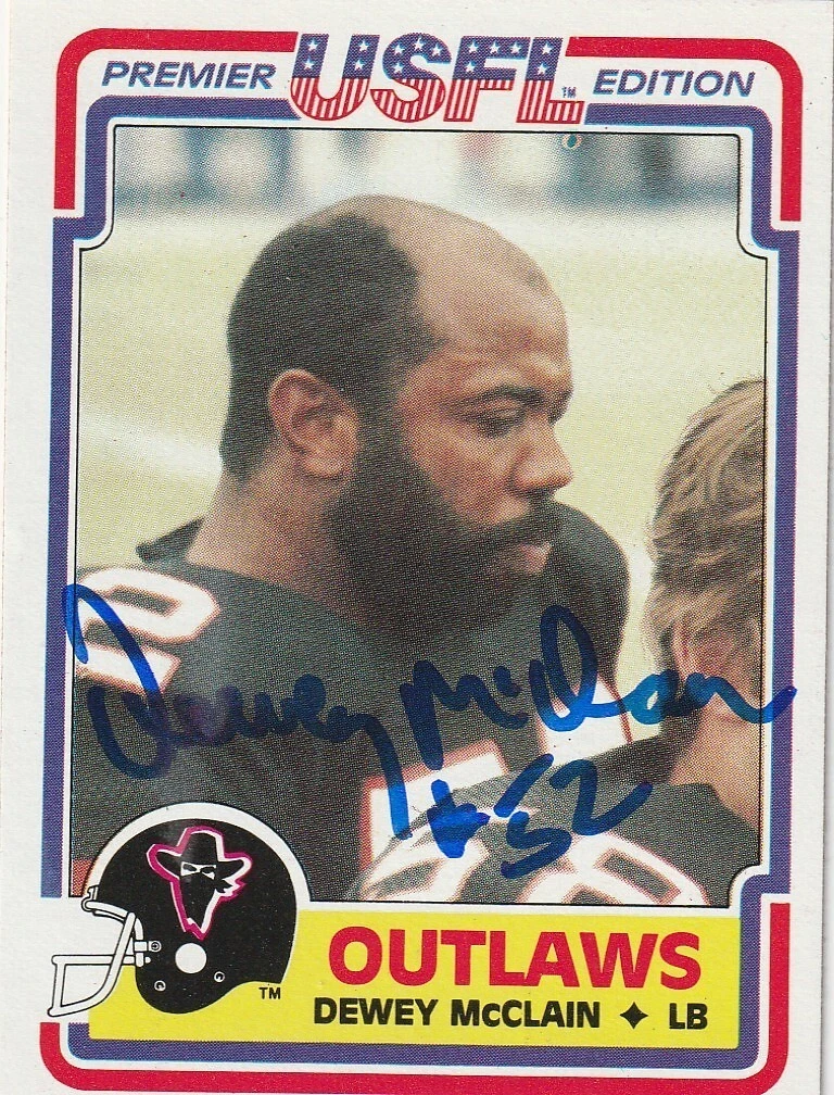 DEWEY MCCLAIN  OKLAHOMA OUTLAWS  SIGNED USFL TOPPS #94
