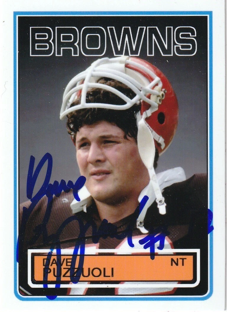 DAVE PUZZUOLI  CLEVELAND BROWNS  SIGNED 1983 STYLE CUSTOM CARD