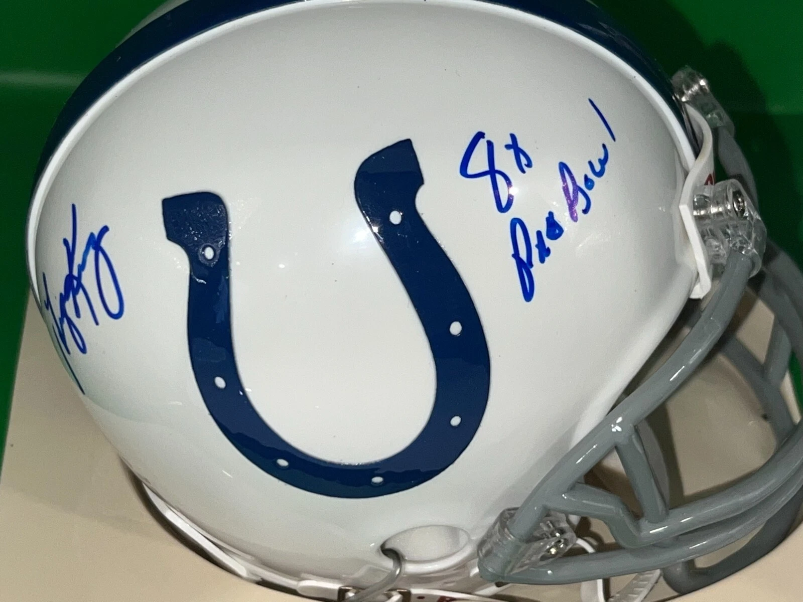 GEORGE KUNZ  BALTIMORE COLTS  8 X PRO BOWL  SIGNED MINI HELMET