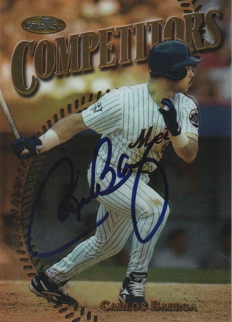 CARLOS BAERGA  NEW YORK METS  SIGNED 1997 TOPPS STADIUM COMPETITORS #230