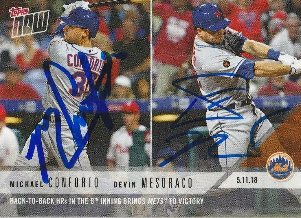 MICHAEL CONFORTO / DEVIN MESORACO  NEW YORK METS  SIGNED 2018 TOPPS NOW