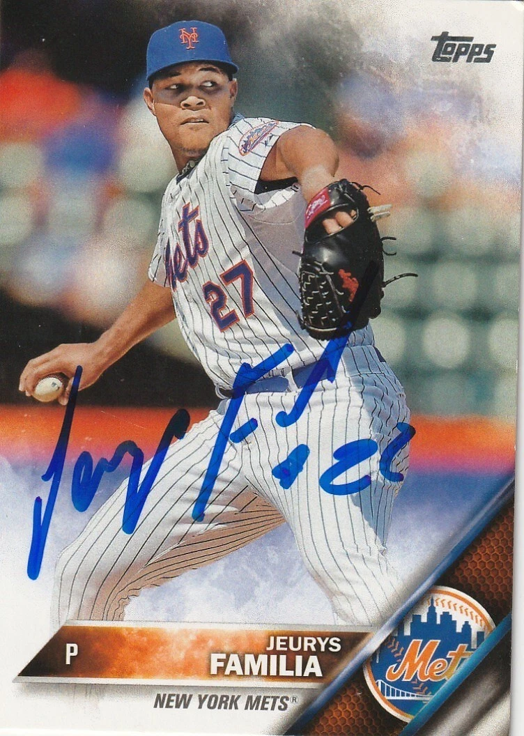 JEURYS FAMILIA  NEW YORK METS  SIGNED 2016 TOPPS  #190