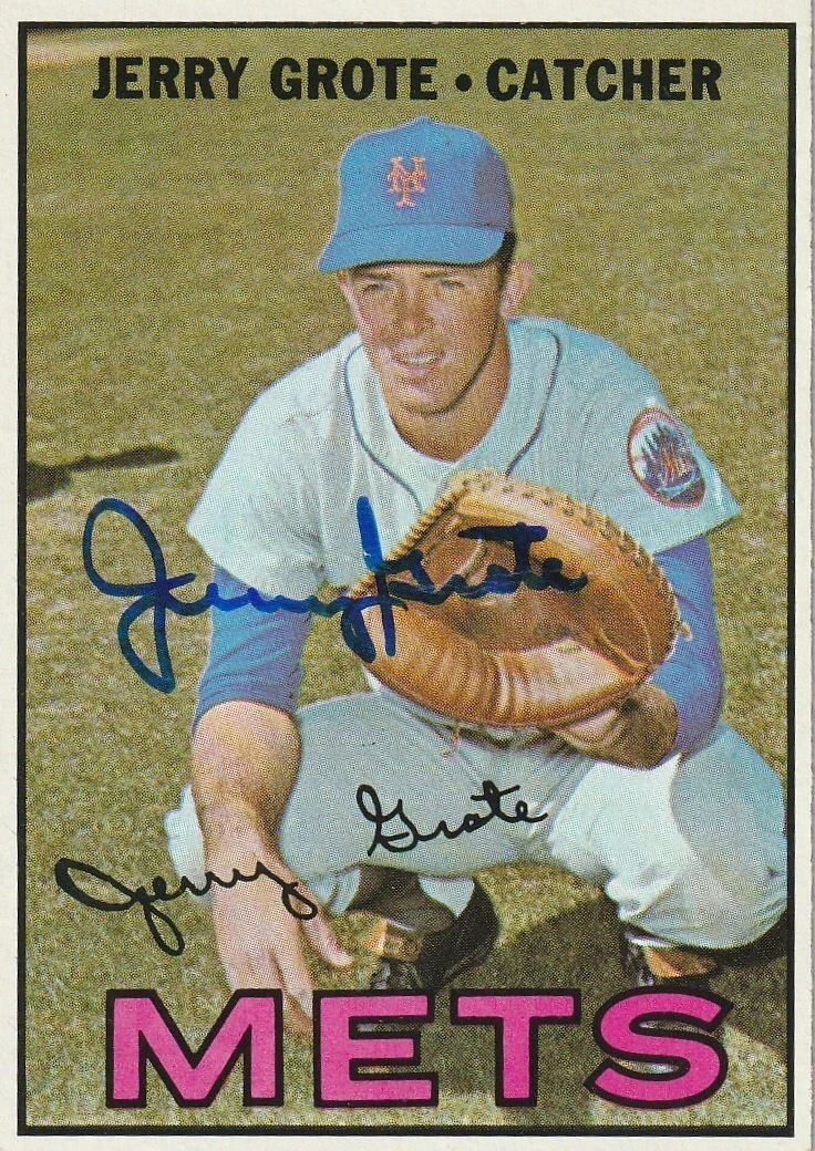 JERRY GROTE  NEW YORK METS SIGNED 1967 TOPPS CARD #413
