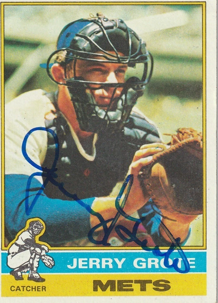 JERRY GROTE  NEW YORK METS SIGNED 1976 TOPPS CARD #143
