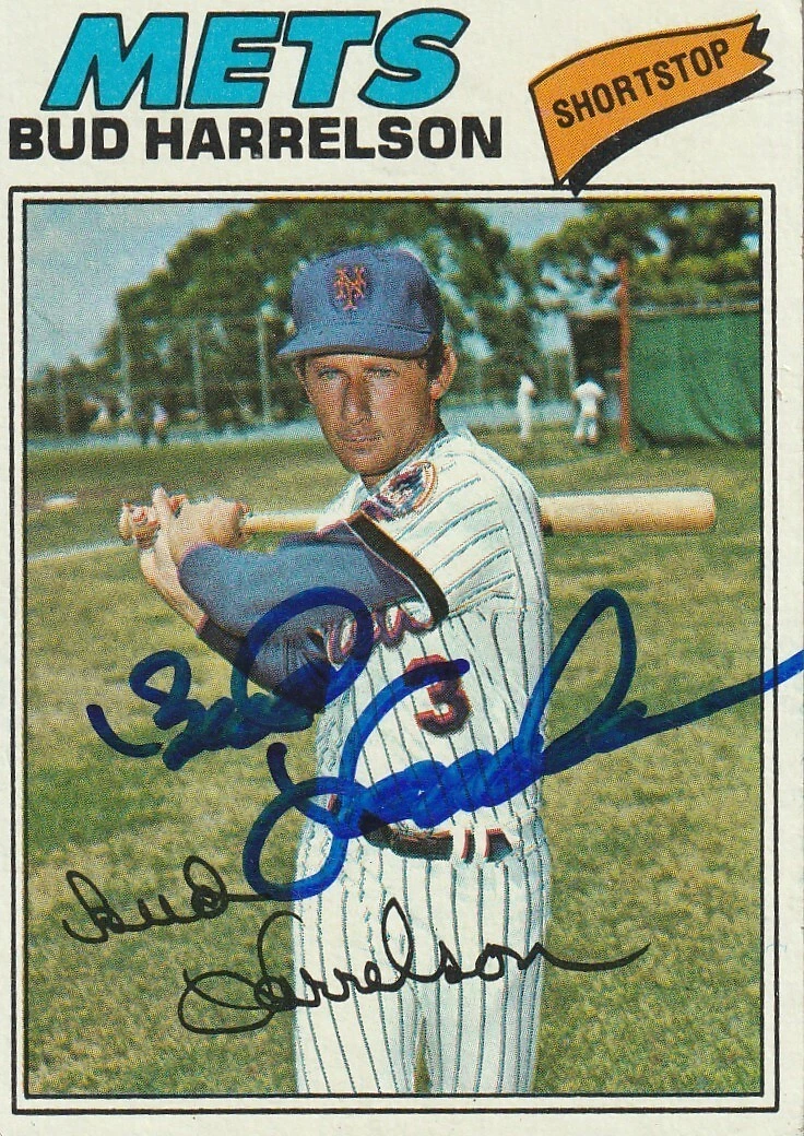 BUD HARRELSON  NEW YORK METS SIGNED 1977 TOPPS CARD #44