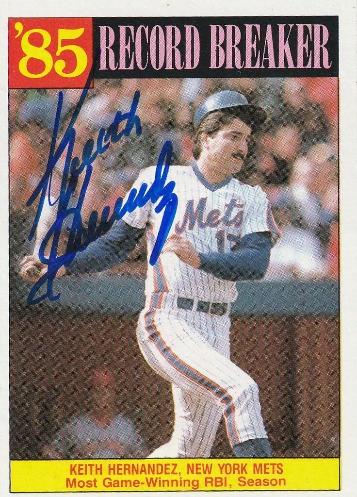 KEITH HERNANDEZ  NEW YORK METS  SIGNED 1986 TOPPS CARD #203