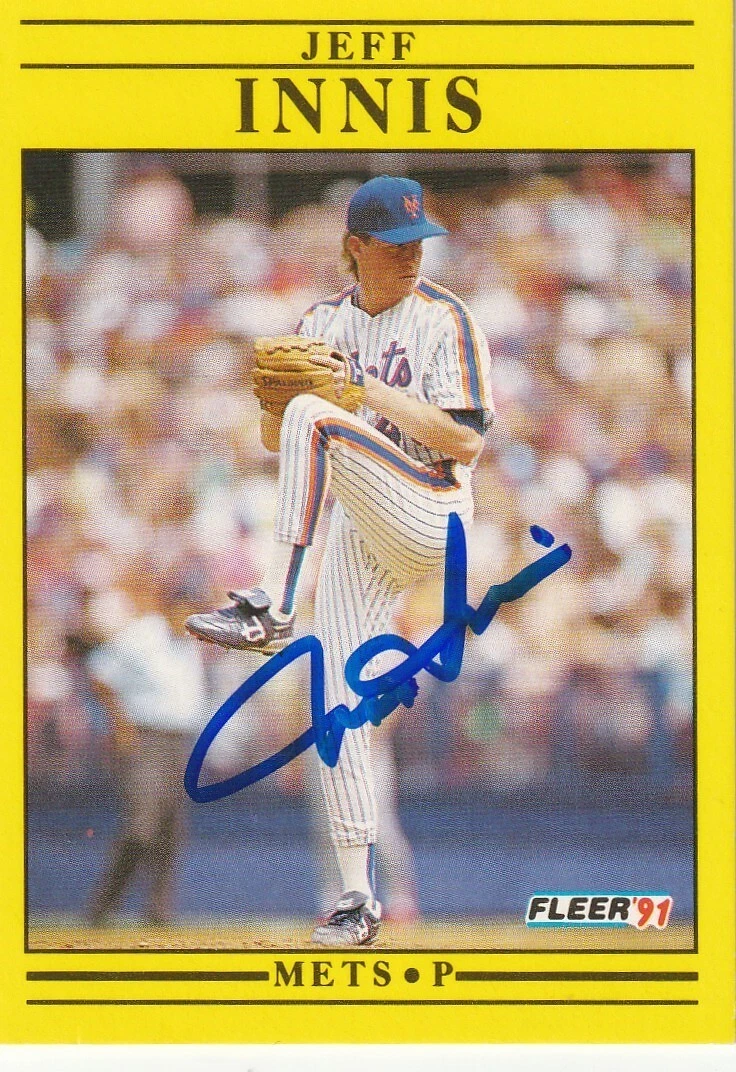 JEFF INNIS  NEW YORK METS  SIGNED 1991 FLEER UPDATE  CARD #U-103