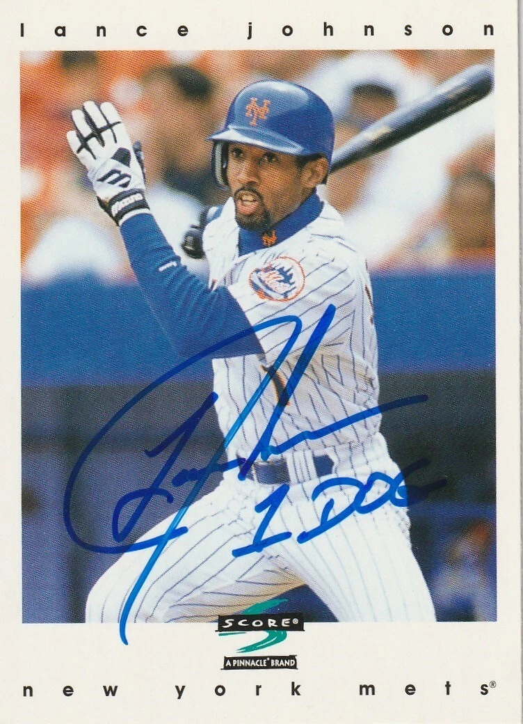 LANCE JOHNSON NEW YORK METS SIGNED 1997 SCORE  CARD #237
