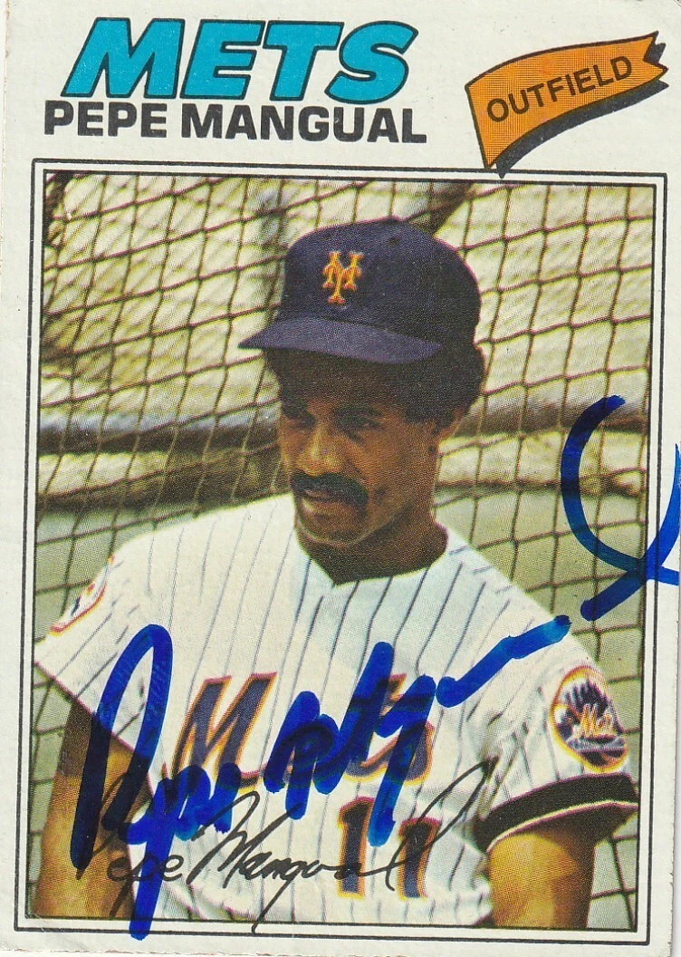 PEPE MANGUAL  NEW YORK METS SIGNED 1977 TOPPS #552