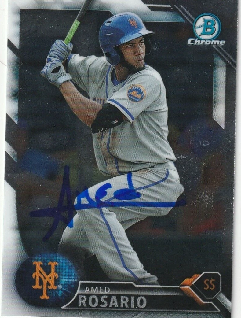 AMED ROSARIO NEW YORK METS  SIGNED 2016 BOWMAN CHROME PROSPECTS CARD #BCP95