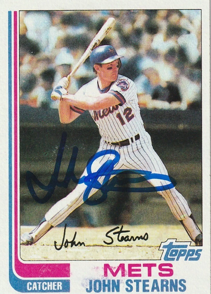 JOHN STEARNS  NEW YORK METS  SIGNED 1982 TOPPS CARD #743