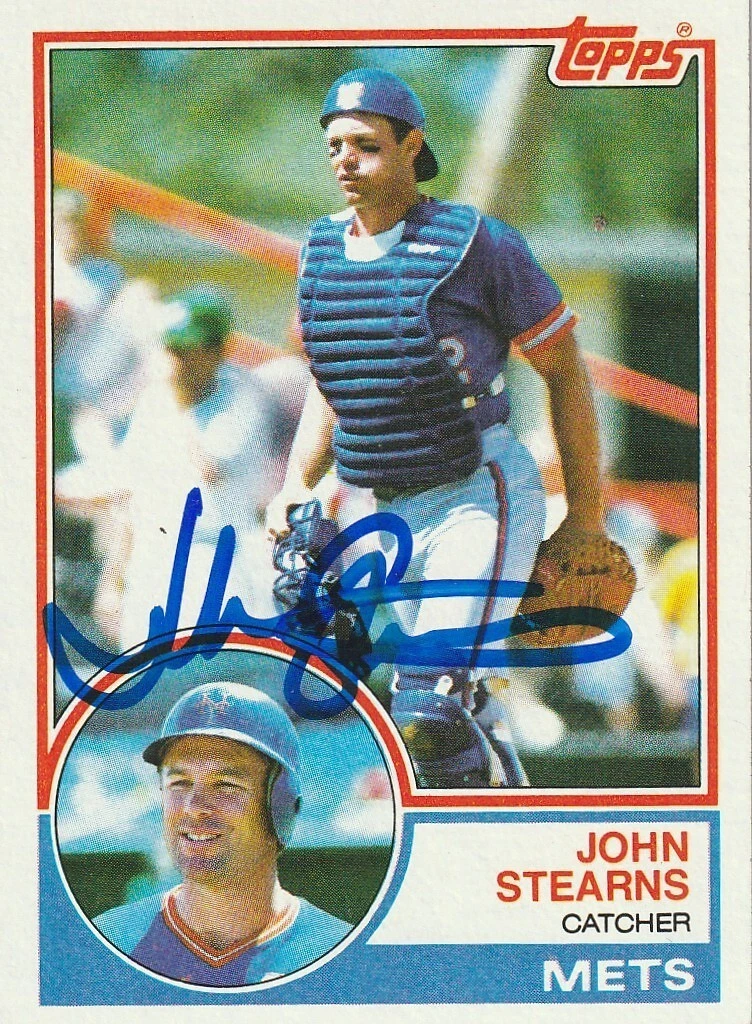 JOHN STEARNS  NEW YORK METS  SIGNED 1983 TOPPS CARD #212