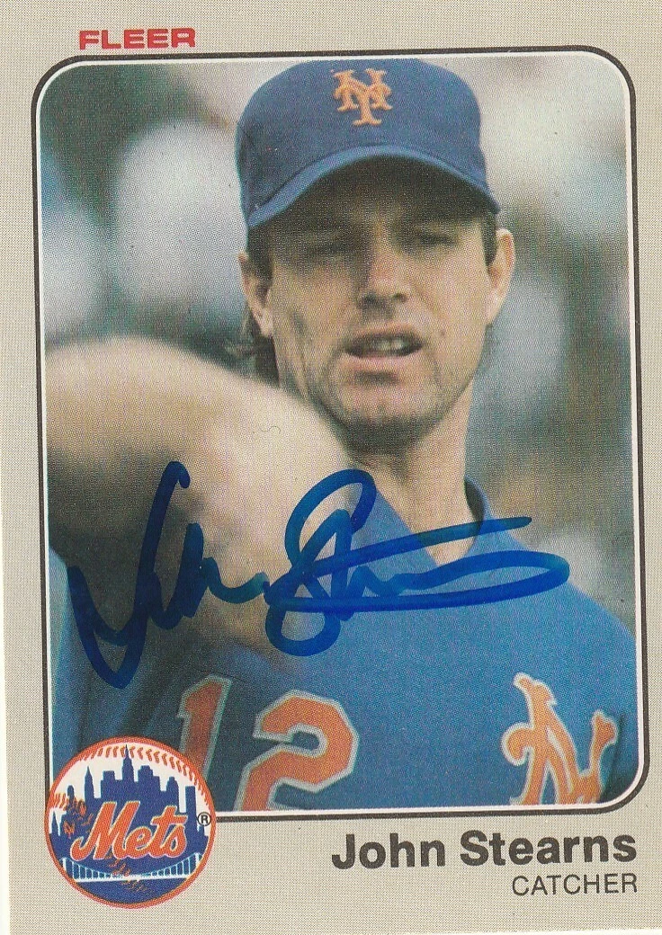 JOHN STEARNS  NEW YORK METS  SIGNED 1983 FLEER CARD #556