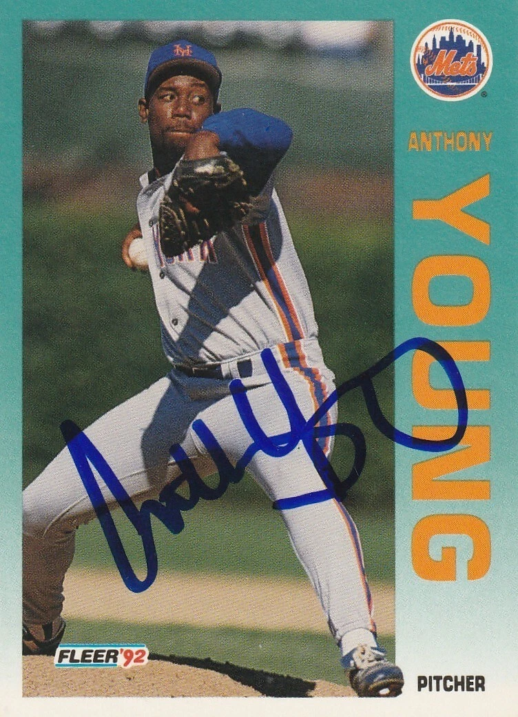 ANTHONY YOUNG  NEW YORK METS  SIGNED 1992 FLEER CARD #520