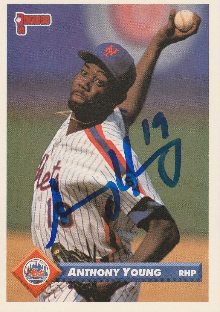 ANTHONY YOUNG  NEW YORK METS  SIGNED 1993 DONRUSS CARD #14