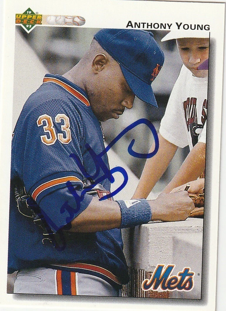 ANTHONY YOUNG  NEW YORK METS  SIGNED 1992 UPPER DECK CARD #535