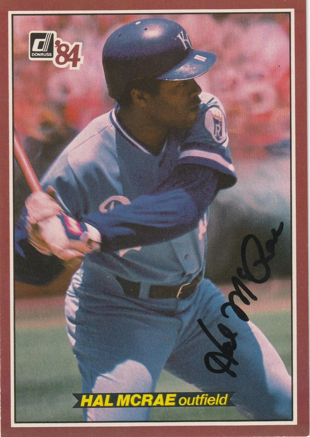 HAL MCRAE KANSAS CITY ROYALS SIGNED 1984 DONRUSS ACTION ALL STAR CARD #25