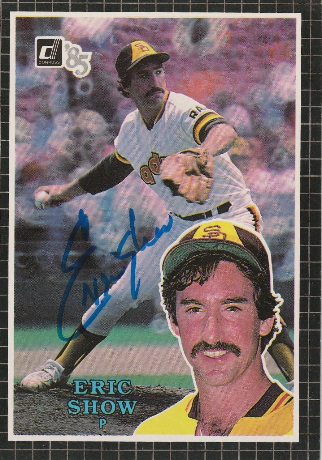 ERIC SHOW SAN DIEGO PADRES SIGNED 1985 DONRUSS ACTION ALL STAR CARD #59