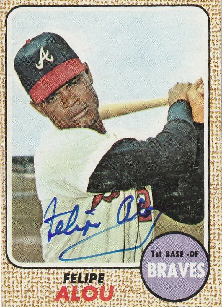 FELIPE ALOU  ATLANTA BRAVES  SIGNED 1968 TOPPS CARD #55