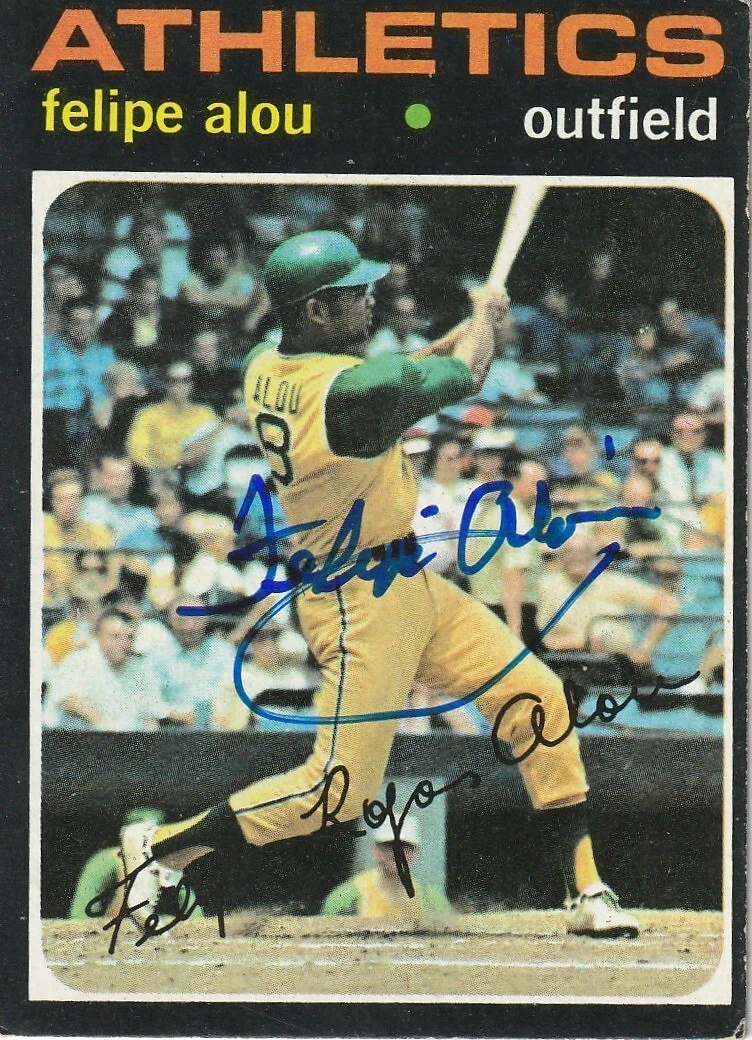 FELIPE ALOU  OAKLAND A'S  SIGNED 1971 TOPPS CARD #495
