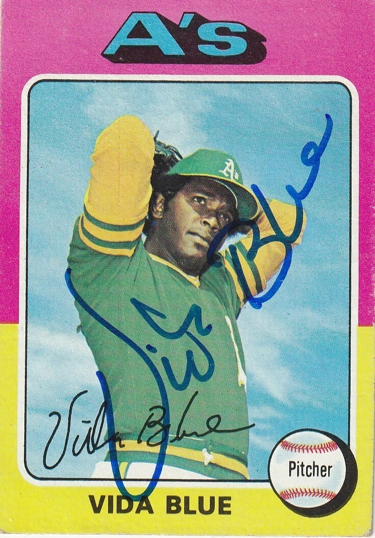 VIDA BLUE OAKLAND A'S  SIGNED 1975 TOPPS CARD #510