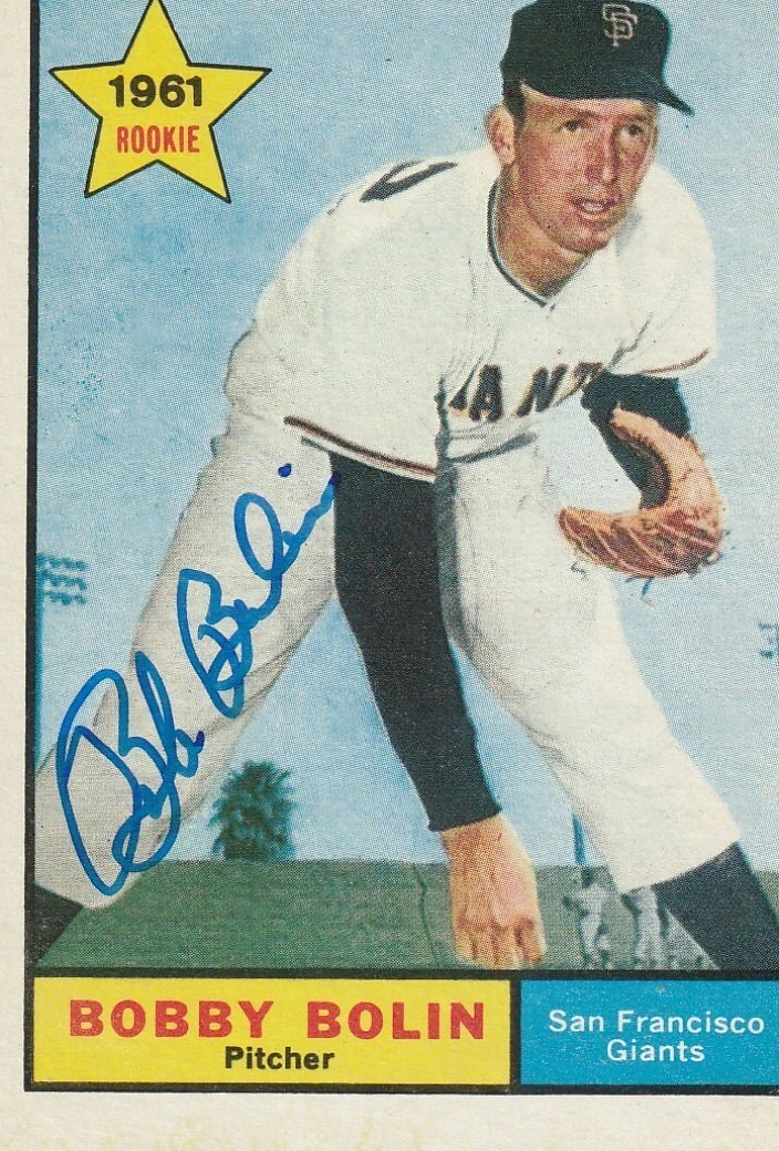 BOBBY BOLIN  SAN FRANCISO GIANTS  SIGNED 1961 TOPPS CARD #449