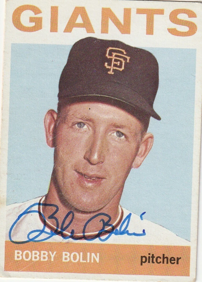 BOBBY BOLIN  SAN FRANCISO GIANTS  SIGNED 1964 TOPPS CARD #374