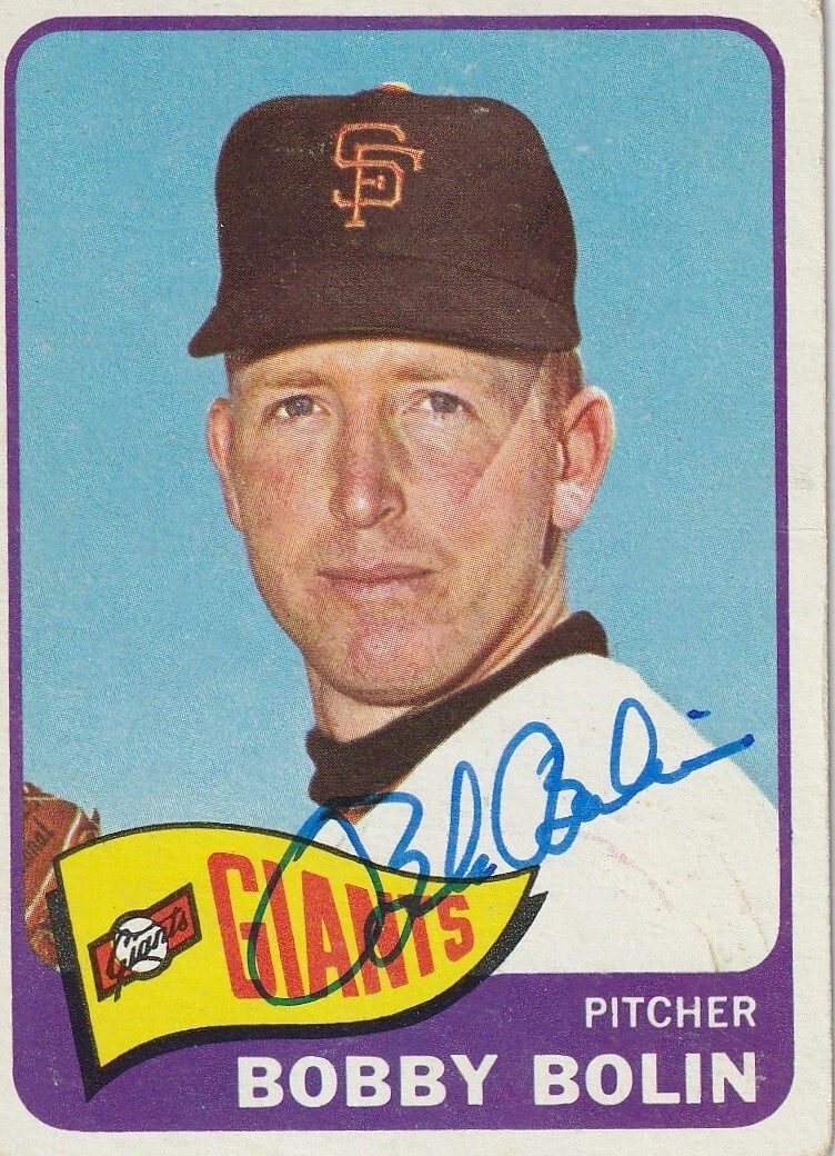 BOBBY BOLIN  SAN FRANCISO GIANTS  SIGNED 1965 TOPPS CARD #341