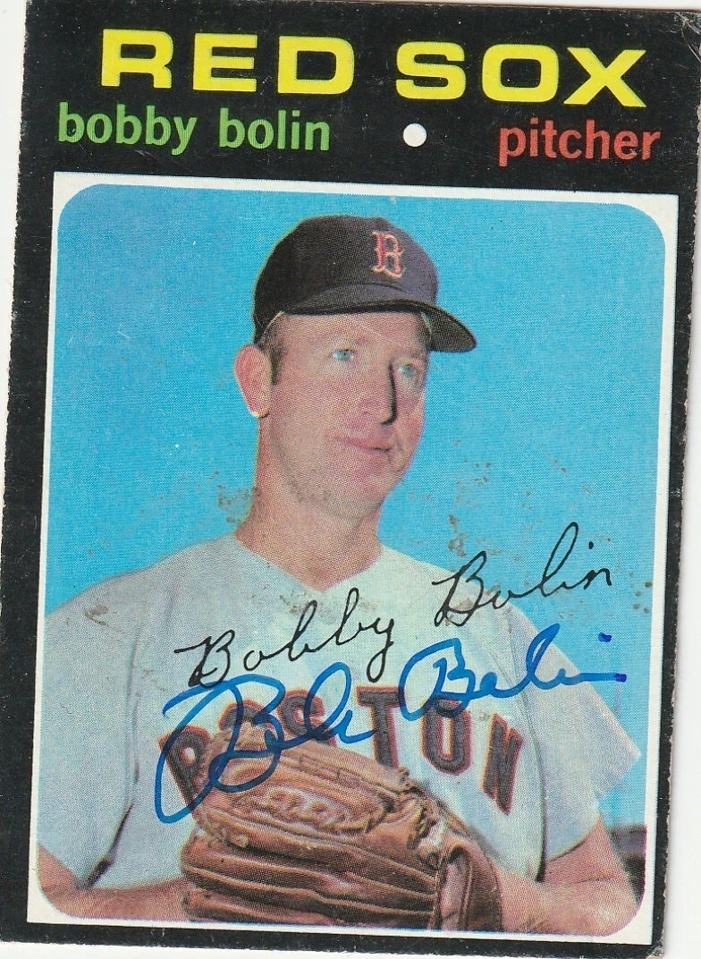 BOBBY BOLIN  BOSTON RED SOX  SIGNED 1971 TOPPS CARD #446