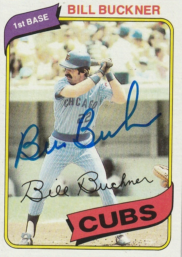 BILL BUCKNER CHICAGO CUBS  SIGNED 1980 TOPPS CARD #135