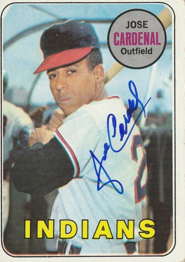 JOSE CARDENAL CLEVELAND INDIANS SIGNED 1969 TOPPS CARD #325