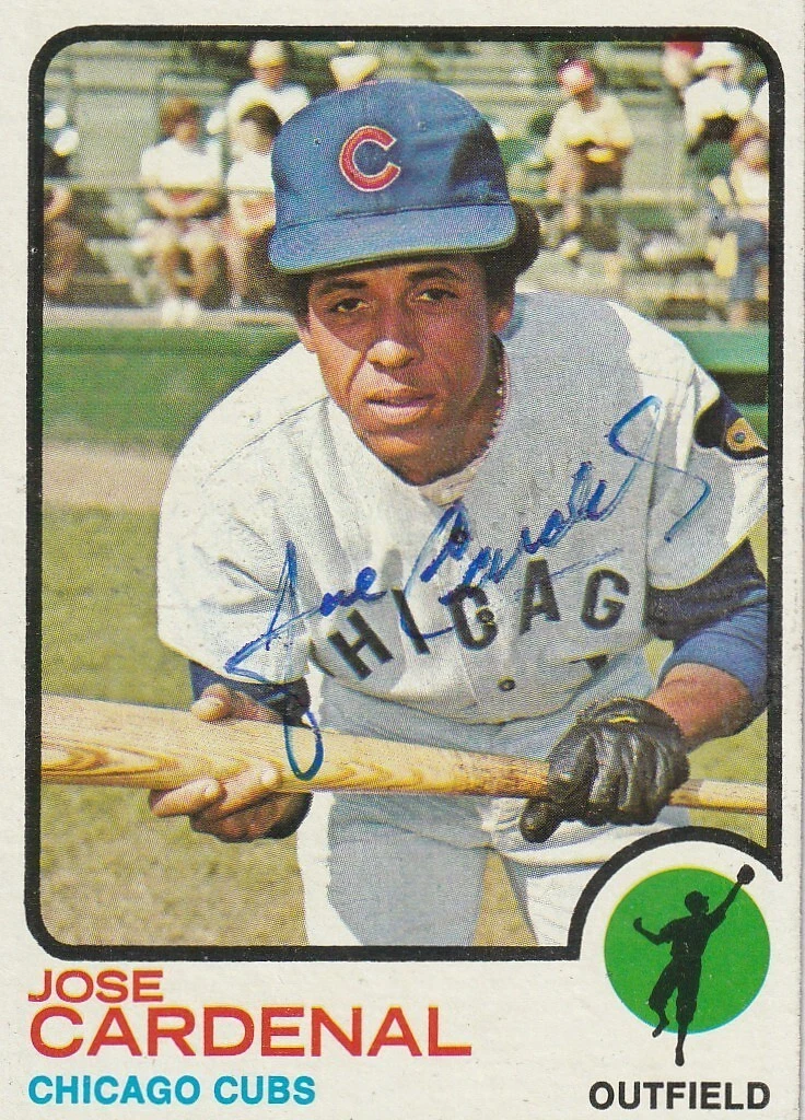 JOSE CARDENAL CHICAGO CUBS  SIGNED 1973 TOPPS CARD #393