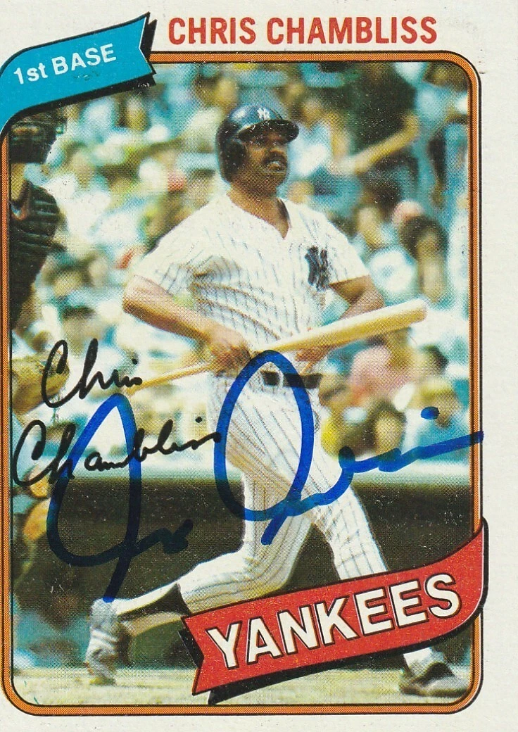 CHRIS CHAMBLISS NEW YORK YANKEES  SIGNED 1980 TOPPS CARD #625