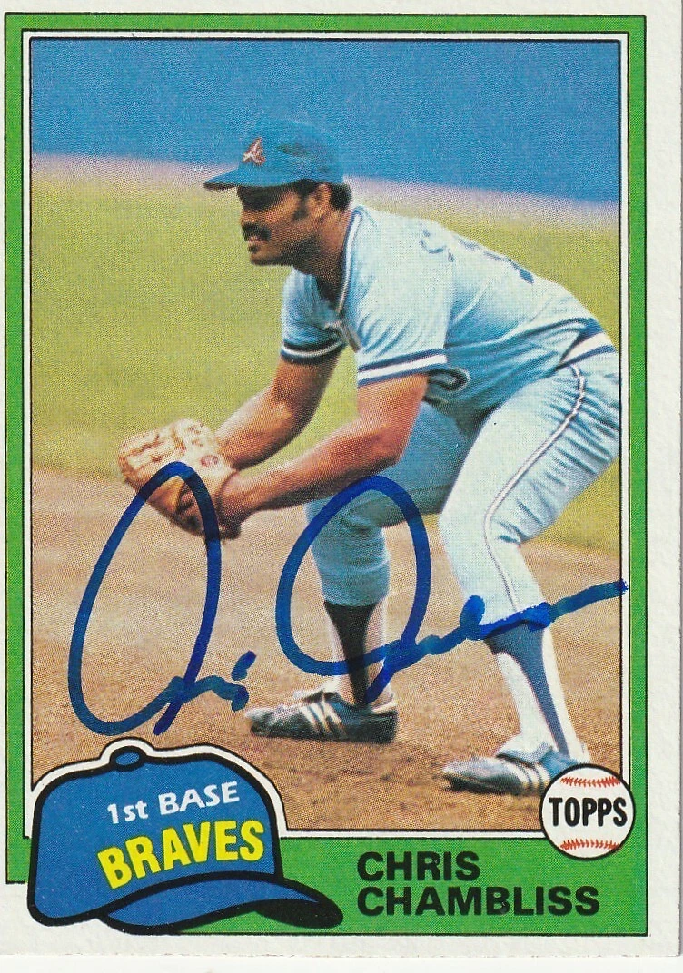 CHRIS CHAMBLISS  ATLANTA BRAVES  SIGNED 1981 TOPPS CARD #155
