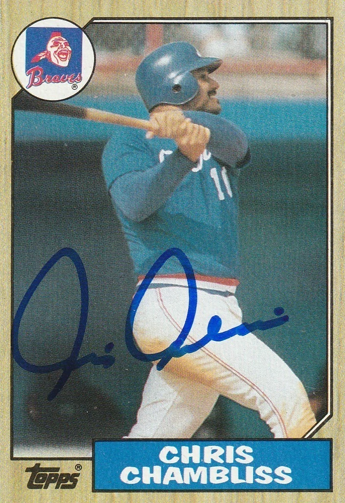 CHRIS CHAMBLISS  ATLANTA BRAVES  SIGNED 1987 TOPPS CARD #777