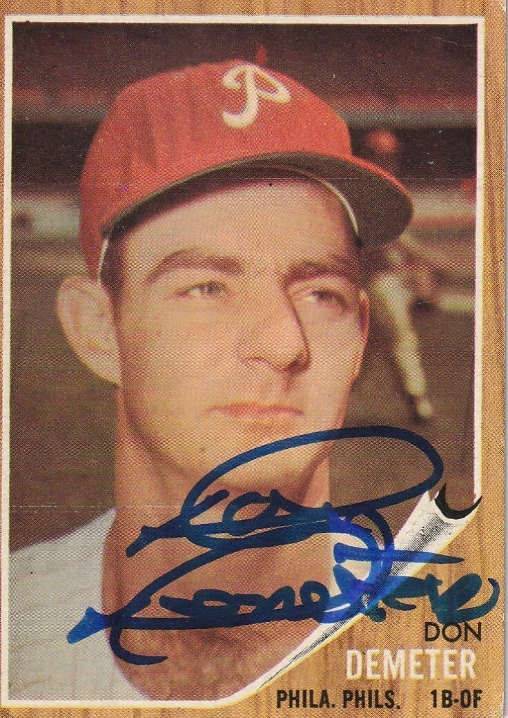 DON DEMETER  PHILADELPHIA PHILLIES  SIGNED 1962 TOPPS CARD #146