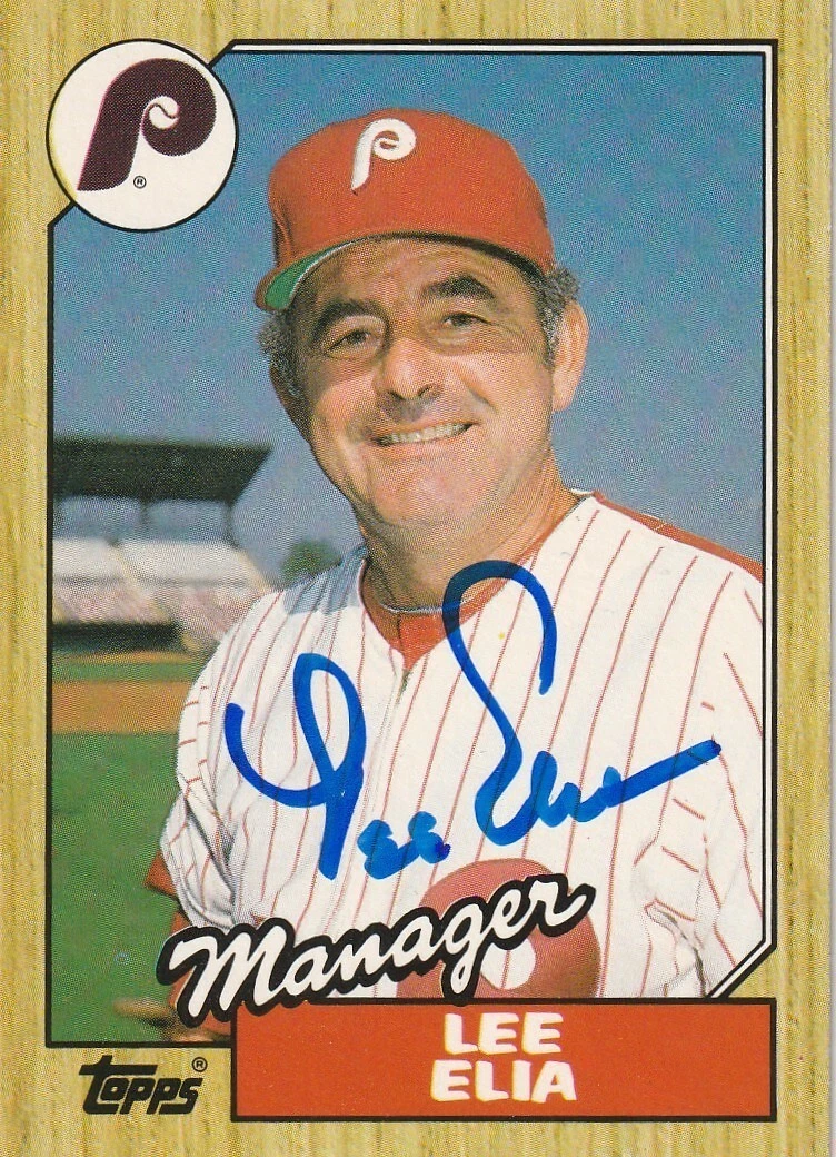 LEE ELIA PHILADELPHIA PHILLIES  SIGNED 1987 TOPPS TRADED CARD #32T