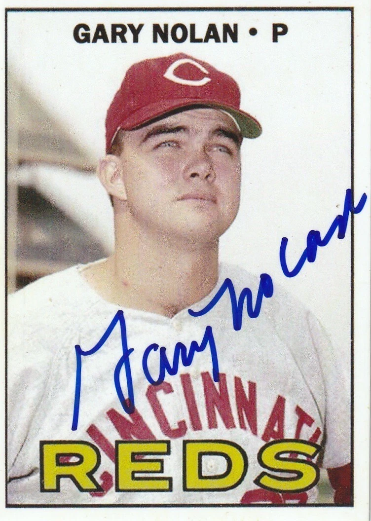 GARY NOLAN  CINCINNATI REDS  SIGNED 1967 TOPPS CUSTOM CARD
