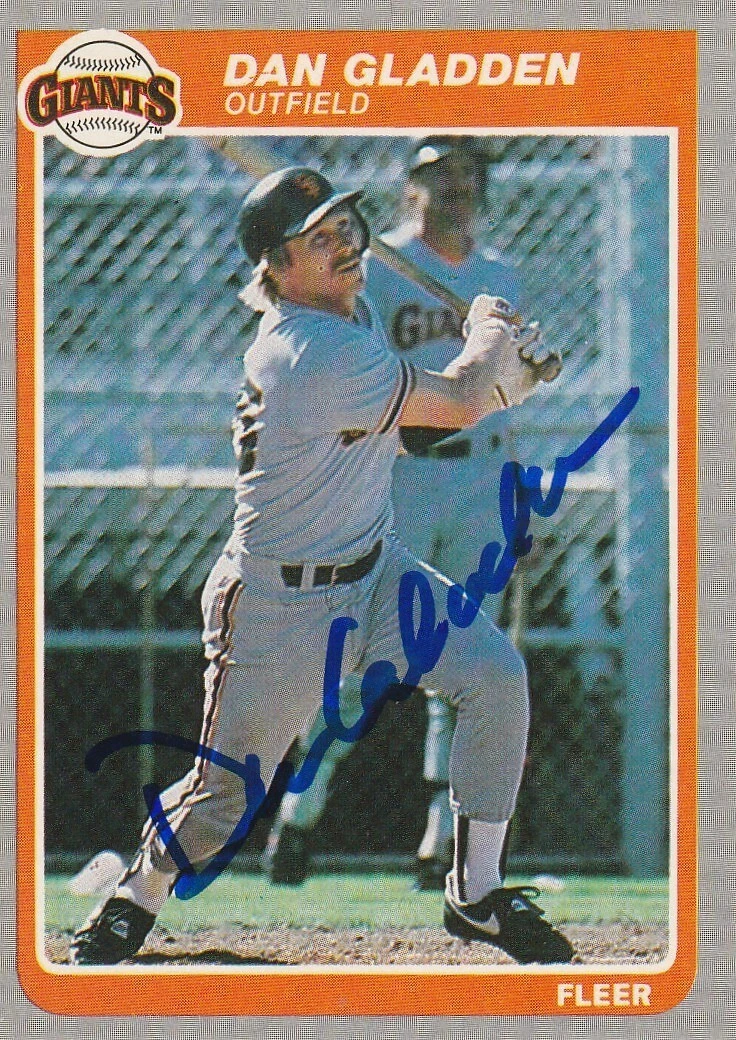 DAN GLADDEN SAN FRANSISCO GIANTS  SIGNED 1985 FLEER CARD #607