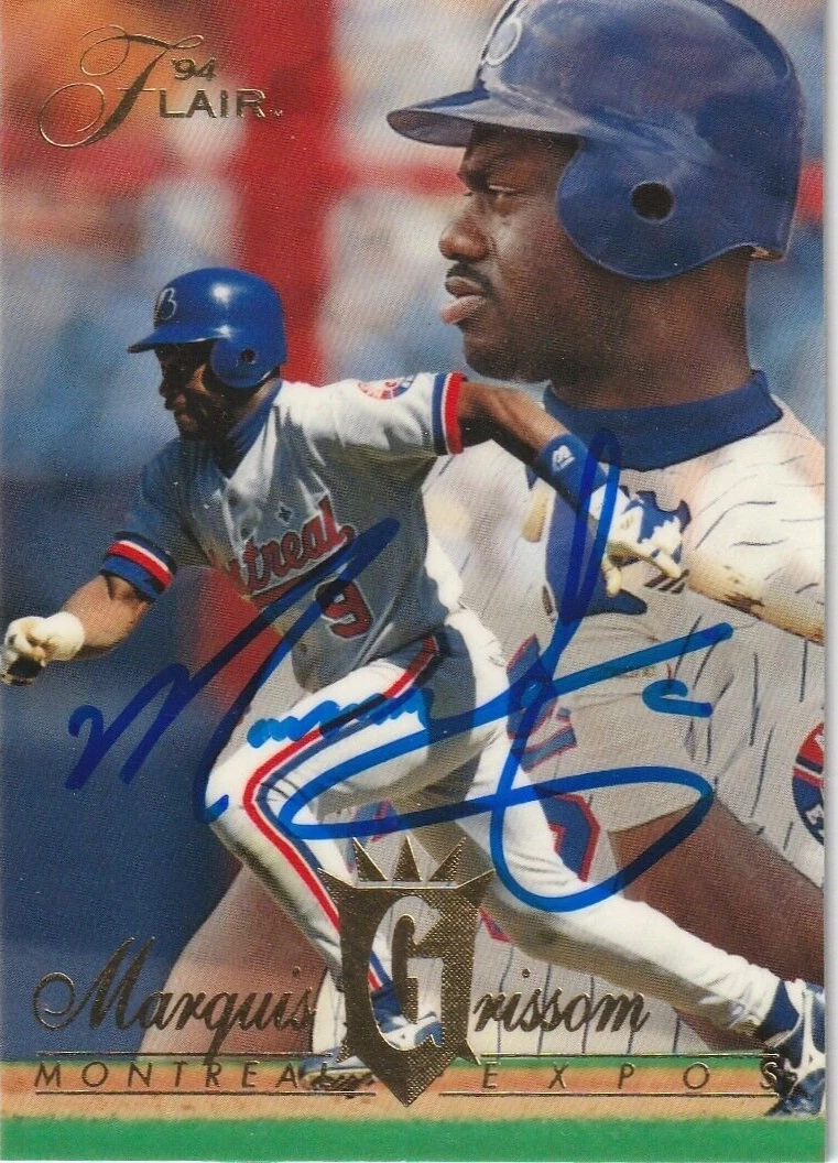 MARQUIS GRISSOM MONTREAL EXPOS  SIGNED 1994 FLAIR CARD #190