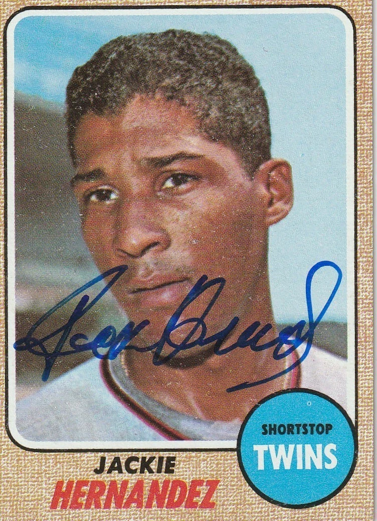 JACKIE HERNANDEZ MINNESTOTA TWINS  SIGNED 1968 TOPPS CARD #352