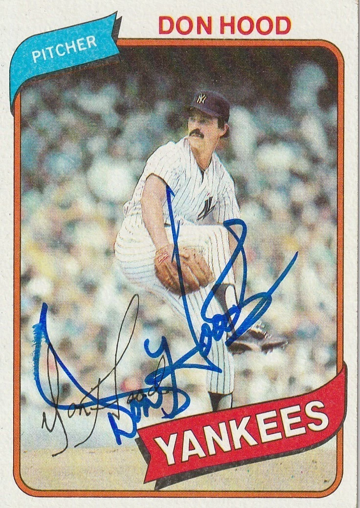 DON HOOD NEW YORK YANKEES  SIGNED 1980 TOPPS CARD #89