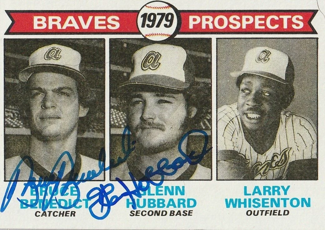 BRUCE BENEDICT / GLENN HUBBARD ATLANTA BRAVES  SIGNED 1979 TOPPS CARD #715