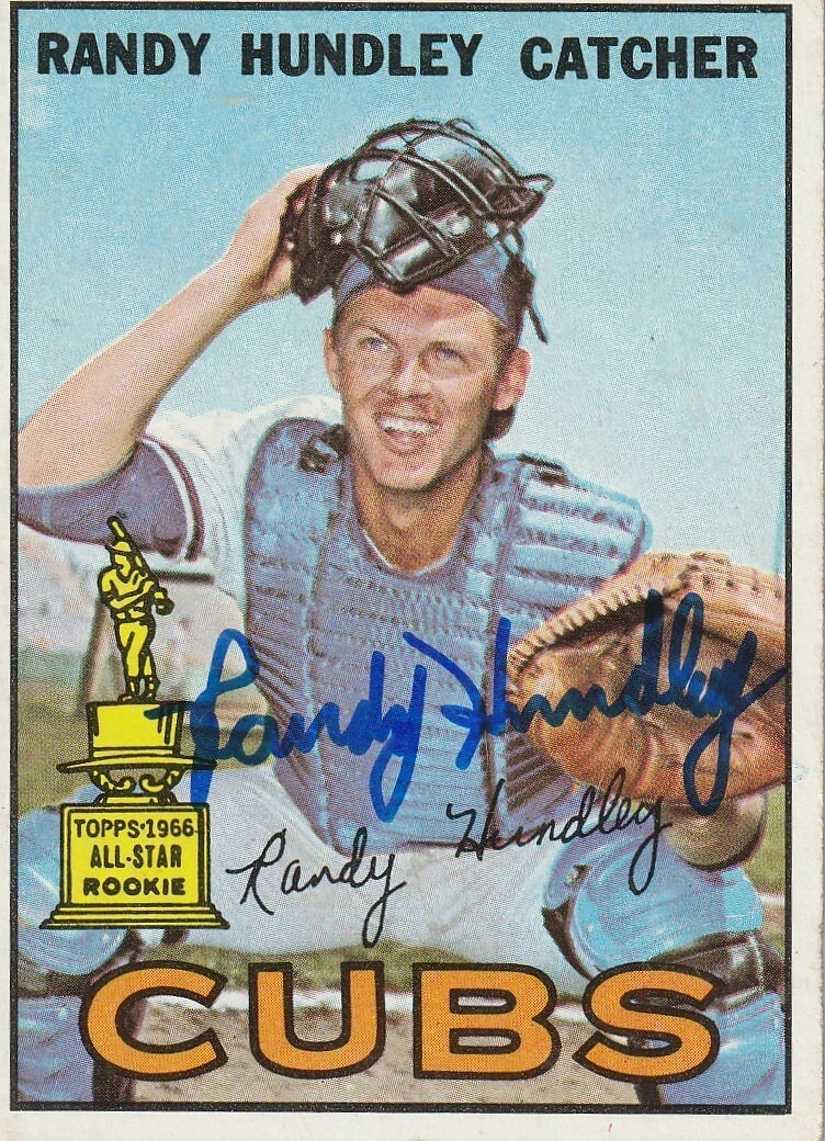 RANDY HUNDLEY CHICAGO CUBS  SIGNED 1967 TOPPS CARD #106
