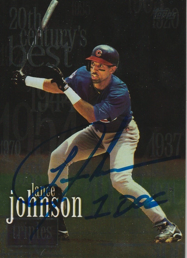 LANCE JOHNSON CHICAGO CUBS  SIGNED 2000 TOPPS LIMITED CHROME CARD #231
