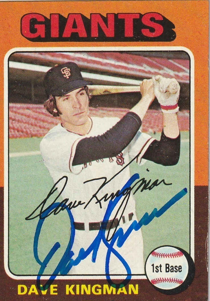 DAVE KINGMAN SAN FRANCISCO GIANTS  SIGNED 1975 TOPPS CARD #156