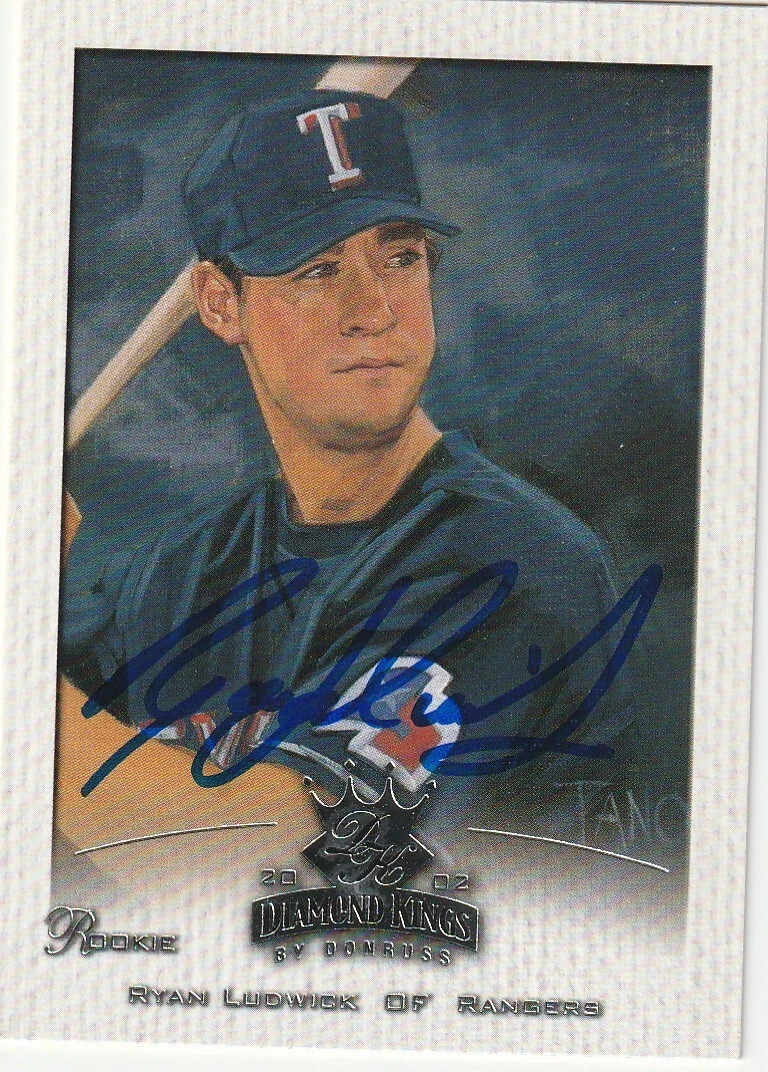 RYAN LUDWICK  TEXAS RANGERS SIGNED 2002 DONRUSS DIAMOND KING CARD #100