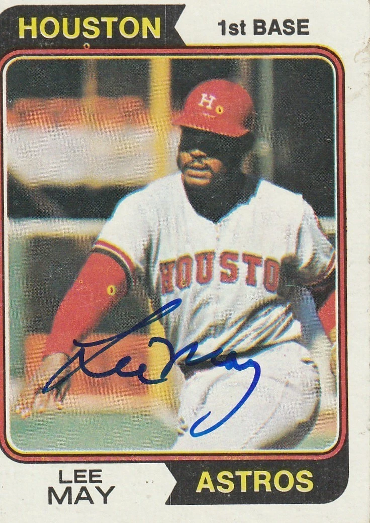 LEE MAY HOUSTON ASTROS  SIGNED 1974 TOPPS CARD #500